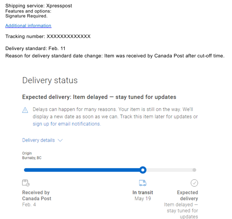 Canada Post Tracking